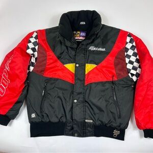 Vintage 90s Ski Doo Sno Gear Snowmobile Jacket Mens Medium Red Checkered Racing